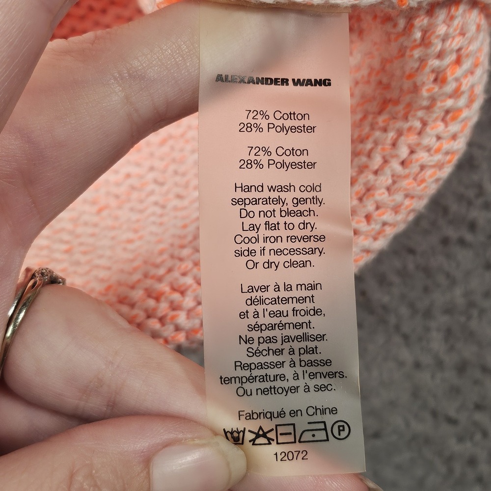 T Alexander Wang Sweater Womens S Orange Wash Out Oversized Designer Luxury Boho - Picture 5 of 11
